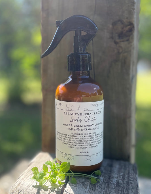 Lovely Chick spray lotion 8 oz made with chickweed extract.